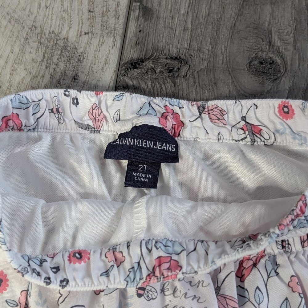 5️⃣ Calvin Klein Jeans, Ruffle Skirt, Floral Multicolor Spring Print, Sz 2T - Picture 3 of 8